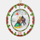 Jolly Festive Custom Christmas Photo Afbeelding Li Keramisch Ornament (Links)
