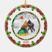 Jolly Festive Custom Christmas Photo Afbeelding Li Keramisch Ornament (Achterkant)