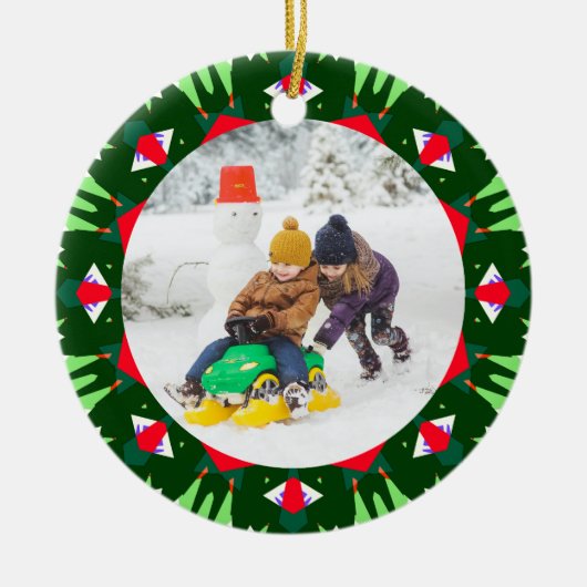 Jolly Festive Custom Christmas Photo Afbeelding Li Keramisch Ornament (Voorkant)