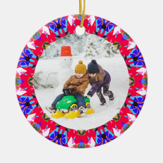 Jolly Festive Custom Christmas Photo Afbeelding Li Keramisch Ornament (Voorkant)