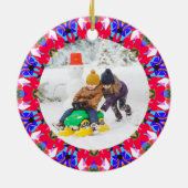 Jolly Festive Custom Christmas Photo Afbeelding Li Keramisch Ornament (Achterkant)