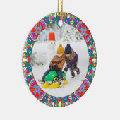 Jolly Festive Custom Christmas Photo Afbeelding Li Keramisch Ornament (Rechts)