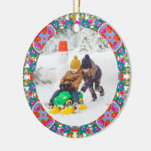 Jolly Festive Custom Christmas Photo Afbeelding Li Keramisch Ornament (Links)