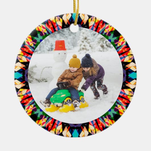 Jolly Festive Custom Christmas Photo Afbeelding Li Keramisch Ornament (Voorkant)