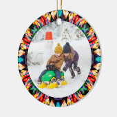 Jolly Festive Custom Christmas Photo Afbeelding Li Keramisch Ornament (Links)