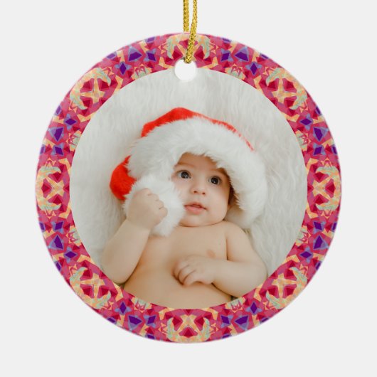 Jolly Festive Custom Christmas Photo Afbeelding Li Keramisch Ornament (Voorkant)