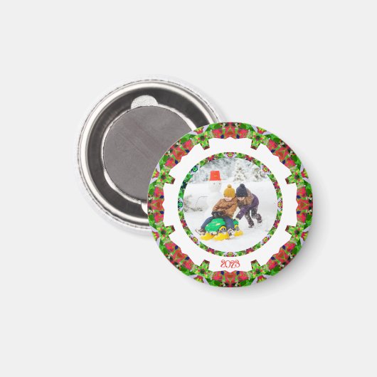 Jolly Festive Custom Christmas Photo Afbeelding Li Magneet (Voorkant / Achterkant)