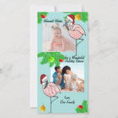 Jolly Flamingos Vakantiefoto met Kleurkeuze Feestdagenkaart (Voorkant)