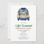 Jolly Funny Ugly Sweater Christmas Invite Kaart (Voorkant)