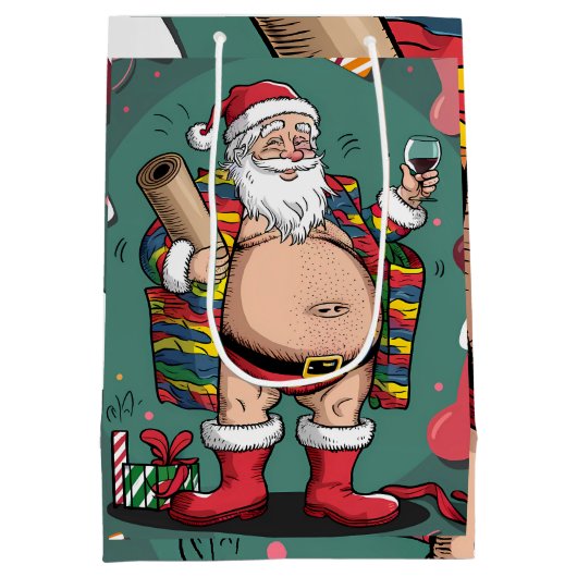 Jolly Gelukkige Vader Kerstmis Medium Cadeauzakje (Achterkant)