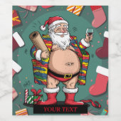 Jolly Gelukkige Vader Kerstmis Wijn Etiket (Enkel label)