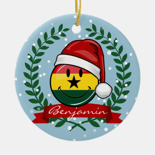 Jolly Ghanian Flag kerststijl Keramisch Ornament (Voorkant)