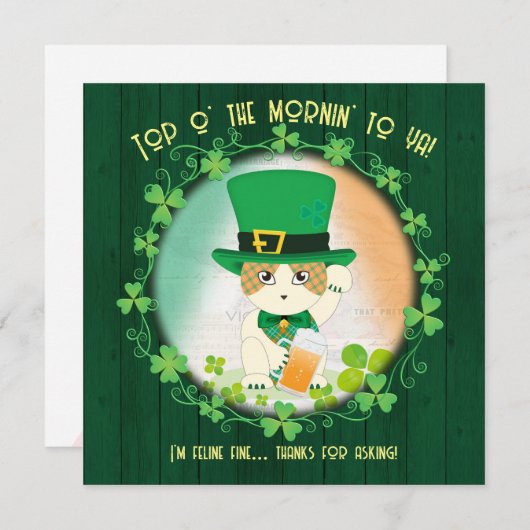 Jolly Ginger Tabby Irish Cheer Bedankkaart (Voorkant / Achterkant)