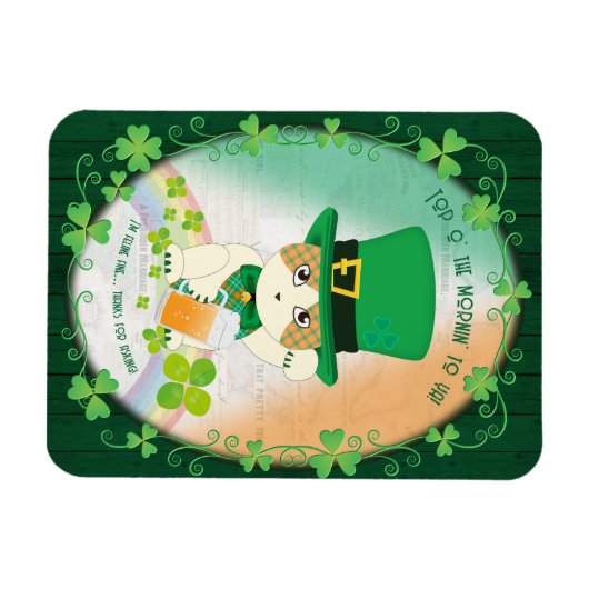 Jolly Ginger Tabby Irish Cheer Magneet (Horizontaal)