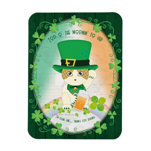 Jolly Ginger Tabby Irish Cheer Magneet (Verticaal)
