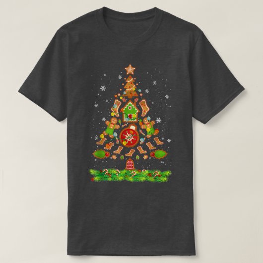 Jolly Gingerbread Family Christmas Tree Gingerbrea T-shirt (Design voorkant)