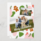 Jolly Gingerbrood  foto met kerstfeest Kaart (Voorkant / Achterkant)