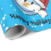 Jolly glimlachend Argentina Flag Holiday Cadeaupapier (Rol Hoek)