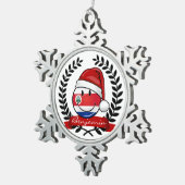 Jolly glimlacht kerstmis Costa Ricaanse vlag Tin Sneeuwvlok Ornament (Rechts)