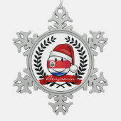 Jolly glimlacht kerstmis Costa Ricaanse vlag Tin Sneeuwvlok Ornament (Voorkant)