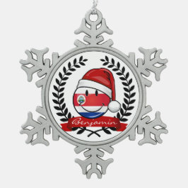 Jolly glimlacht kerstmis Costa Ricaanse vlag Tin Sneeuwvlok Ornament