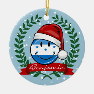Jolly glimlacht kerststijl Honduran Flag Keramisch Ornament