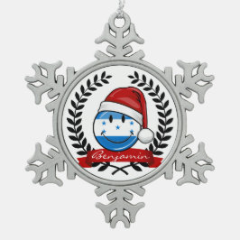 Jolly glimlacht kerststijl Honduran Flag Tin Sneeuwvlok Ornament