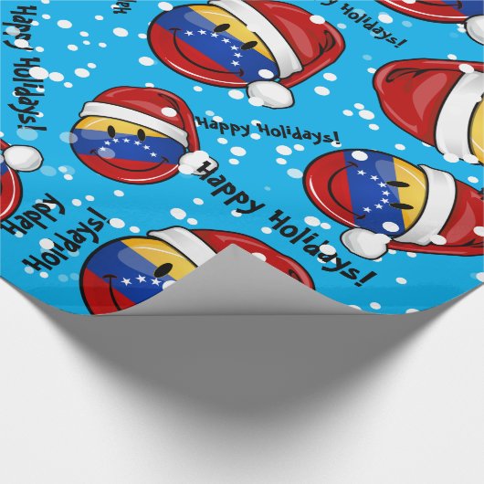 Jolly glimlacht Venezolaanse vlaggenkerst Cadeaupapier (Hoek)