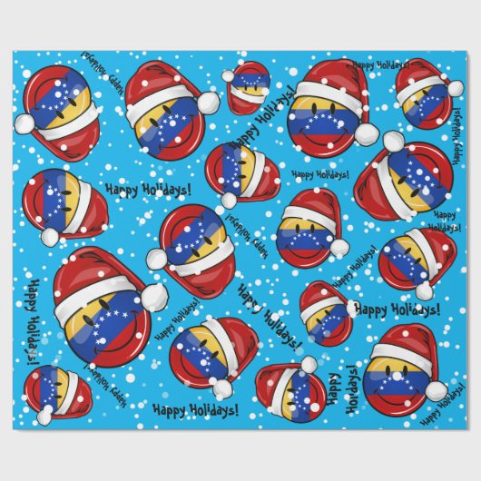 Jolly glimlacht Venezolaanse vlaggenkerst Cadeaupapier (Vlak)