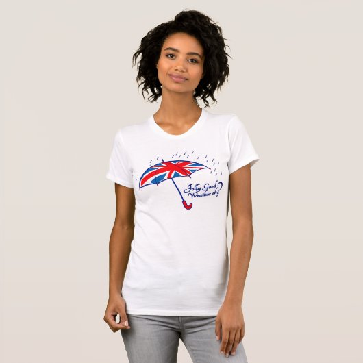 Jolly goed weer he? union jack paraplu t-shirt (Voorkant volledig)