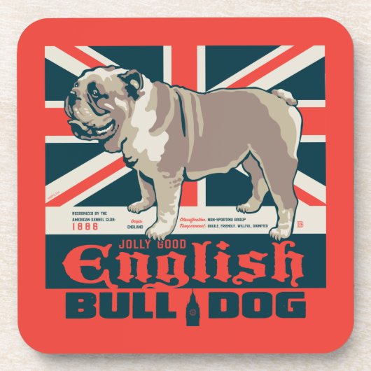Jolly Goede Engelse Bulldog Bier Onderzetter (Voorkant)