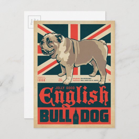 Jolly Goede Engelse Bulldog Feestdagenkaart (Voorkant / Achterkant)