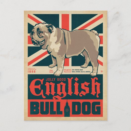 Jolly Goede Engelse Bulldog Feestdagenkaart (Voorkant)