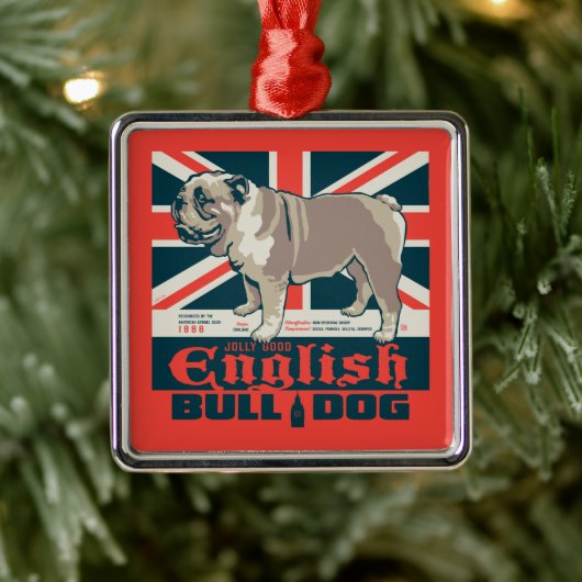 Jolly Goede Engelse Bulldog Metalen Ornament (Boom)