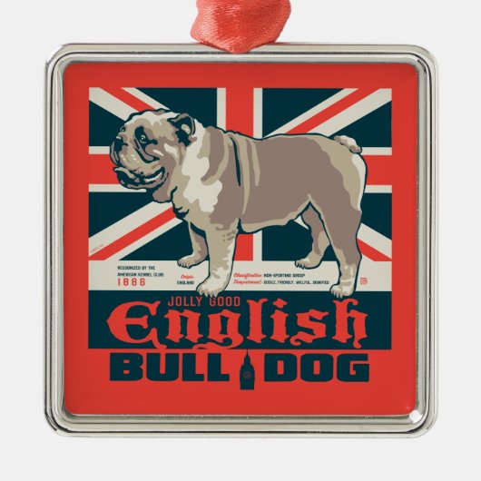 Jolly Goede Engelse Bulldog Metalen Ornament (Voorkant)