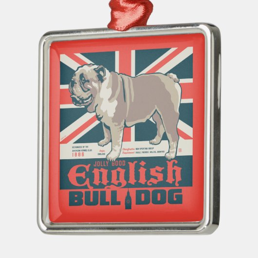 Jolly Goede Engelse Bulldog Metalen Ornament (Links)
