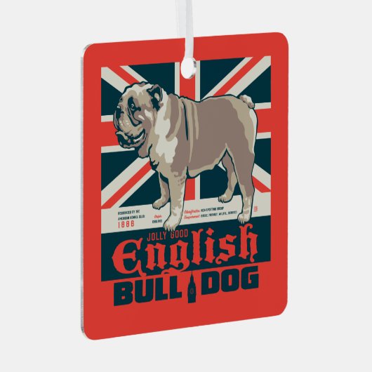 Jolly Goede Engelse Bulldog Metalen Ornament (Voorkant Rechts)