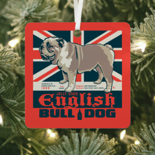 Jolly Goede Engelse Bulldog Metalen Ornament