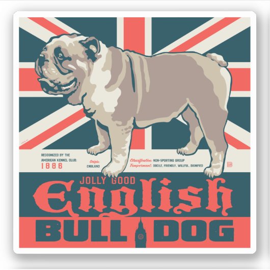 Jolly Goede Engelse Bulldog Sticker (Voorkant)