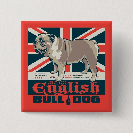 Jolly Goede Engelse Bulldog Vierkante Button 5,1 Cm (Voorkant)