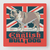 Jolly Goede Engelse Bulldog Vierkante Klok (Voorkant)