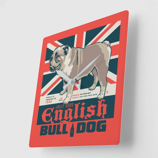 Jolly Goede Engelse Bulldog Vierkante Klok (Hoek)