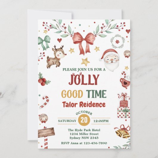 Jolly Goede Tijd Kerstmis Partij Kaart (Voorkant)