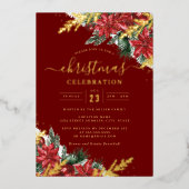 Jolly Gold Leaf Foliage Kerstfeest Folie Uitnodiging (Voorkant)