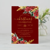 Jolly Gold Leaf Foliage Kerstfeest Folie Uitnodiging (Staand Voorkant)