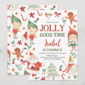 Jolly Good Time Elves Verjaardag Kaart (Voorkant / Achterkant)