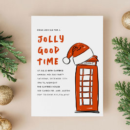 Jolly Good Time Londen Rode telefooncel Santa Hat Feestdagenkaart