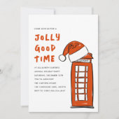 Jolly Good Time Londen Rode telefooncel Santa Hat Feestdagenkaart (Voorkant)