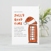 Jolly Good Time Londen Rode telefooncel Santa Hat Feestdagenkaart (Staand voorkant)