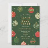 Jolly Good Times l Gold & Red Ornamenten Holiday Kaart (Voorkant)